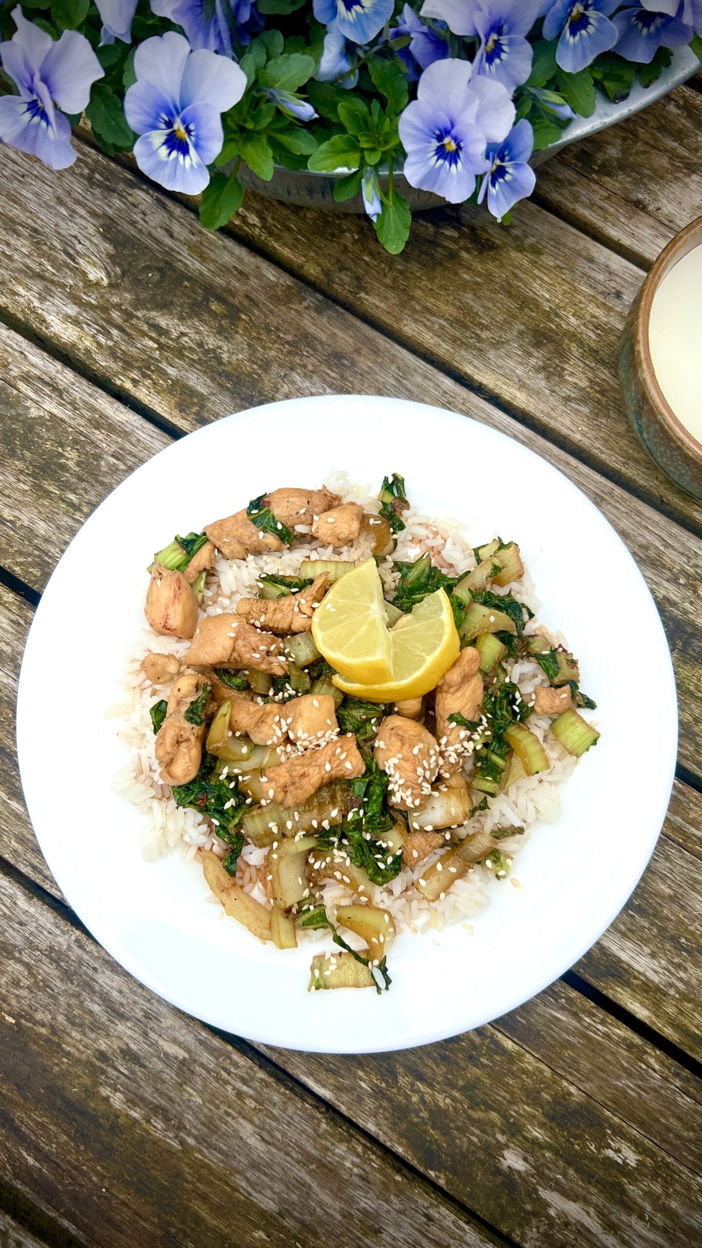 You are currently viewing Kip met paksoi, honing-gember marinade & rijst